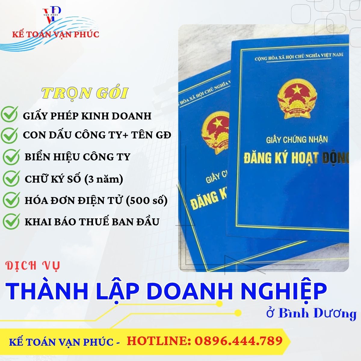 dịch vụ thành lập công ty tnhh trọn gói tại bình dương (HCM) của kế toán Vạn Phúc