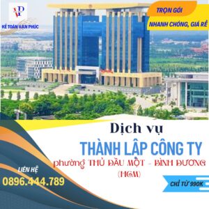 Dịch vụ thành lập công ty Thủ Dầu Một Bình Dương (HCM)